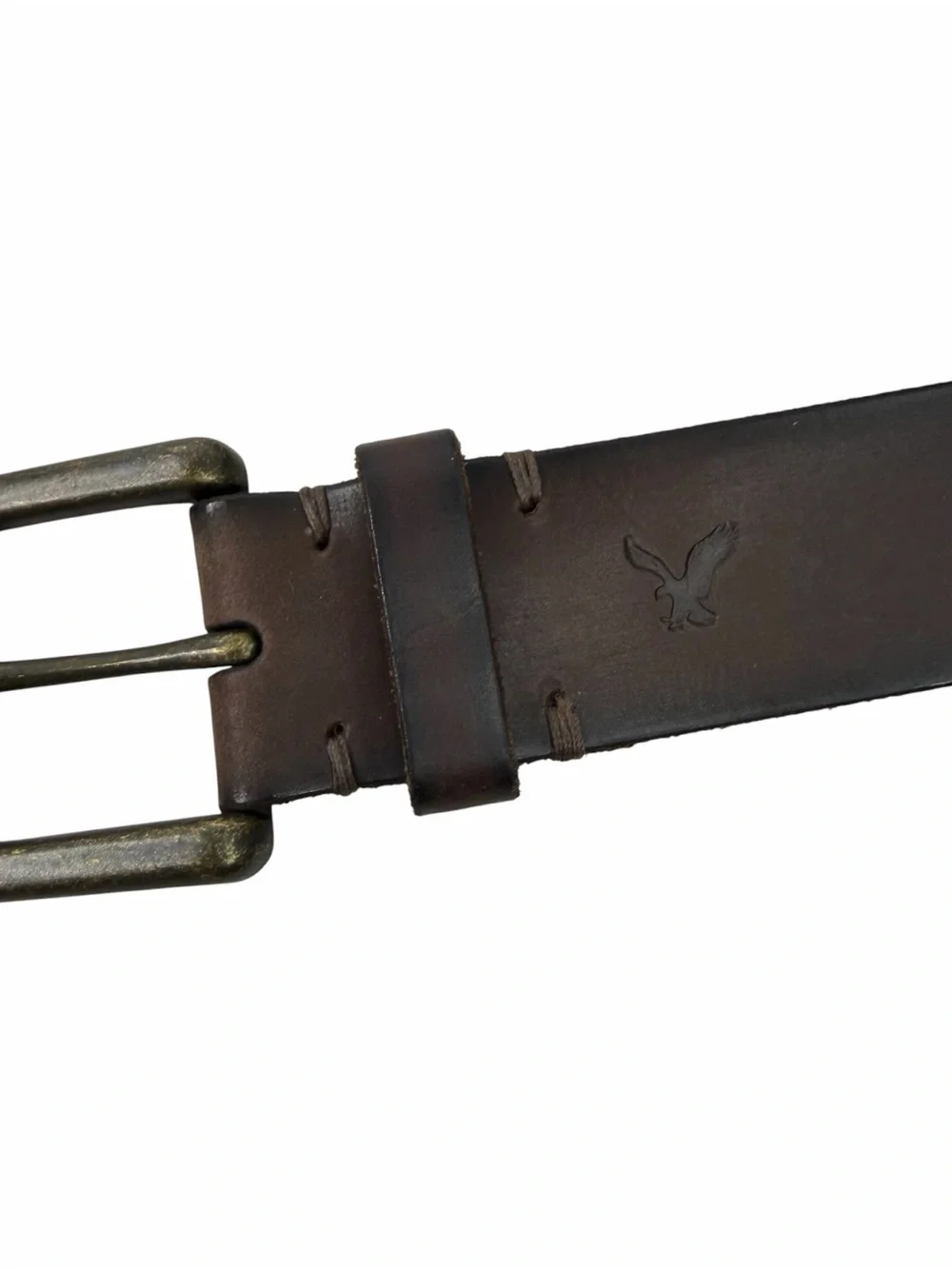 American Eagle Leather Belt Mens Dark Brown Rugged Eagle Logo Casual L/XL